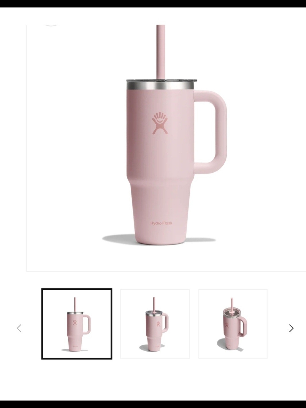 Hydro Flask 32oz Pink Travel Mug with Handle and Straw